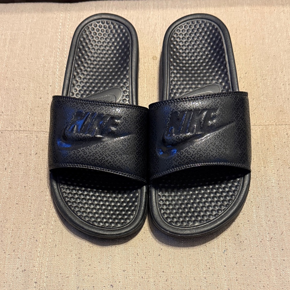 Nike Black Embossed Slide Sandals